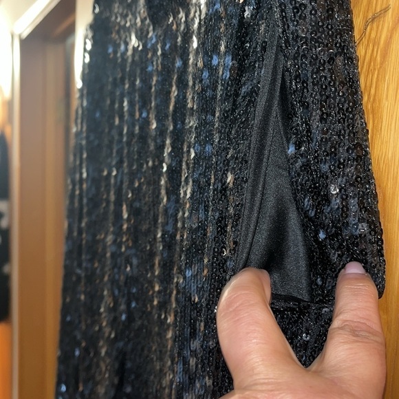 CABLE & GAUGE Black Sequin Pull-On Wide Leg Pant Trouser Lined Plus Size XL - Picture 3 of 8